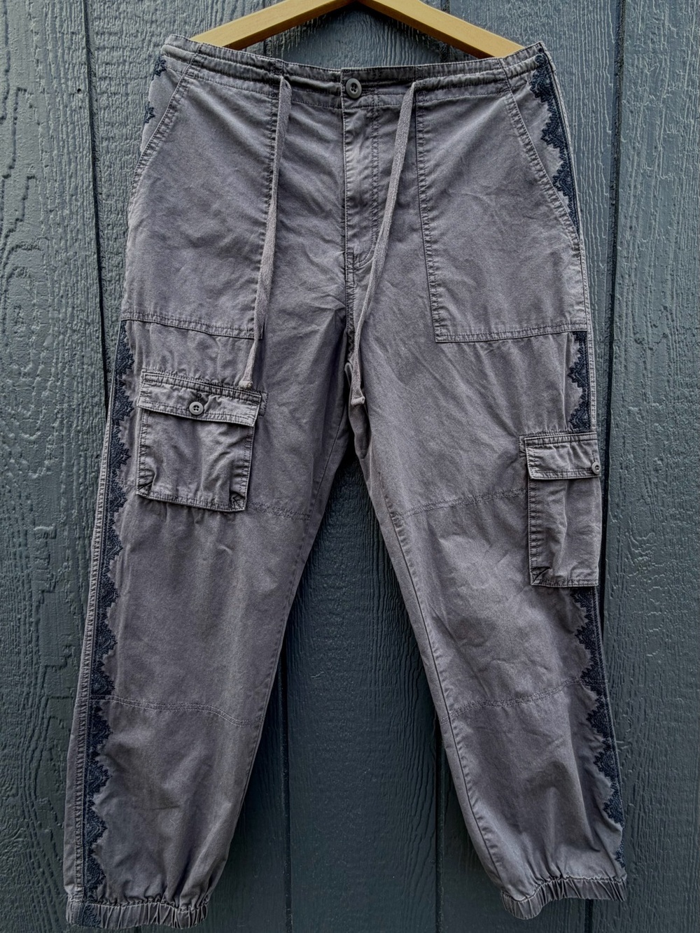 Sundance Charcoal Pants with Side Embroidery